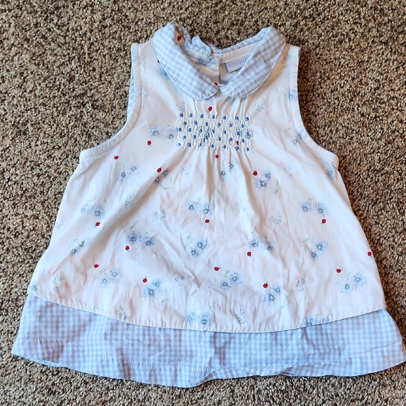 Vitamins Baby | Blue & White Vintage Sleeveless Blouse - Picture 1 of 8
